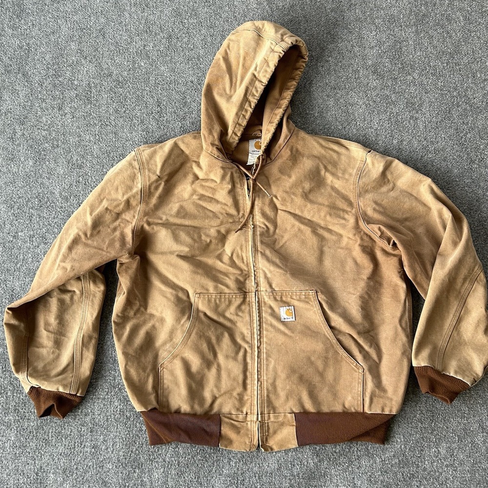 Vintage Carhartt J131 BRN‎ Active Jacket Union Made USA Thermal Lined Brown XL